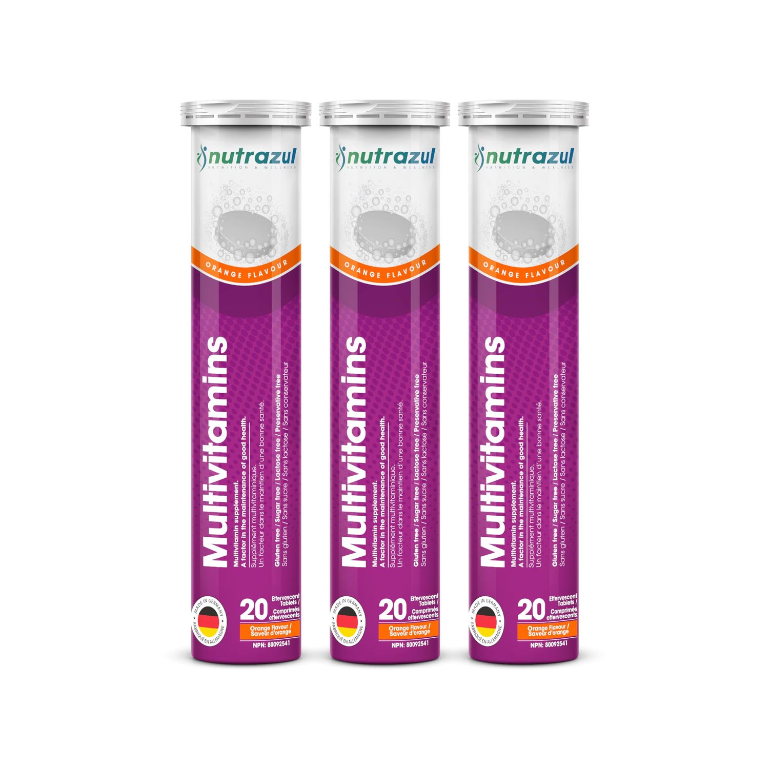 nutrazul Multivitamin Effervescent Tablets 60 Tablets Immune Support with 9 Essential Vitamins Perfect for Daily Wellness for Adults Kids Orange Flavor