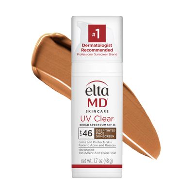 EltaMD UV Clear Deep Tinted Sunscreen for Face SPF 46, With Zinc Oxide, Oil-Free, Lightweight, For Acne-Prone Sensitive Skin, Dermatologist Recommended, 1.7 oz EltaMD UV Clear Deep Tinted Sunscreen for Face SPF 46, With Zinc Oxide, Oil-Free, Lightweight, For Acne-Prone Sensitive Skin, Dermatologist Recommended, 1.7 oz