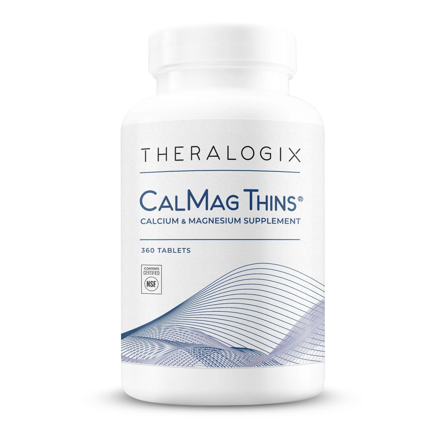 Theralogix CalMag Thins Calcium Magnesium Supplement - Bone Support Supplement for Women Men - Contains 200 mg of Calcium and 50 mg of Magnesium - NSF Certified - 360 Tablets