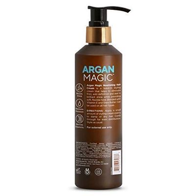 Argan Magic Nourishing Hair Cream - Hydrates, Conditions, and Eliminates Frizz for All Hair Types Seals in Shine Made in USA, Paraben Free, Cruelty Free (8.5 oz 2 Pack)