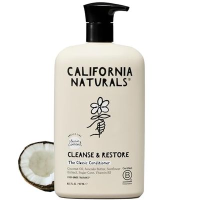 California Naturals Conditioner wCoconut Milk, Vitamin E for Dry Hair Scalp Care in Women Men, Natural, Vegan, Paraben Sulfate Free, Color Safe Conditioner, All Hair Types, 16.5 fl oz