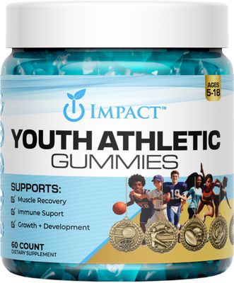 Youth Athletic Gummies - Kids Multivitamin Gummies with Essential Nutrients, Immune Energy Support, Vegan Gelatin-Free, Includes Vitamins A, C, B3, B12, Omega-3, Zinc - Ages 5-18