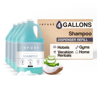 Terra Pure Infuse Hotel Shampoo 1 Gallon Designed to Refill Soap Dispensers (Set of 4)