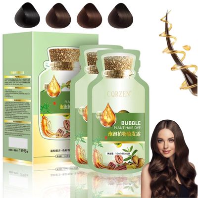 OBRVE Bubble Hair Dye Shampoo,Natural Plant Hair Dye,Dyeing Foam Shampoo in a Variety of Colors 20ml 10packsBox (Dark Brown)