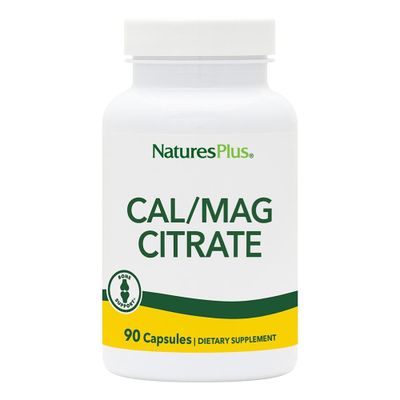 NaturesPlus CalMag Citrate - 90 Vegetarian Capsules - 500 mg Calcium, 250 mg Magnesium - Supports Healthy Bones, Muscle Nerve Function - 30 Servings