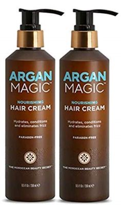 Argan Magic Nourishing Hair Cream - Hydrates, Conditions, and Eliminates Frizz for All Hair Types Seals in Shine Made in USA, Paraben Free, Cruelty Free (8.5 oz 2 Pack)