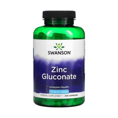 Swanson Zinc Gluconate - Mineral Supplement Promoting Prostate Health, Vision Health, Immune Support - Gluconate Form for Optimal Absorption - (250 Capsules, 50mg Each)