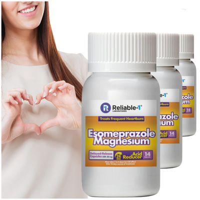 Reliable-1 Laboratories Esomeprazole Magnesium Delayed - Release Capsules USP 42 Count, 20Mg Best Acid Reducer (3 Bottles, 14 Countea)