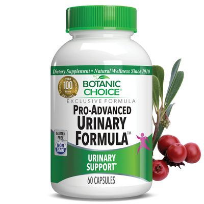 Botanic Choice Pro-Advanced Urinary Formula-Blend for Urinary Tract Health Support - Magnesium Cranberry Uva Ursi Damiana - 60 Capsules