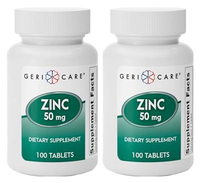 Zinc Sulfate Tablets 50mg by Geri-Care Dietary Supplement 100 Count Bottle, 2-Pack