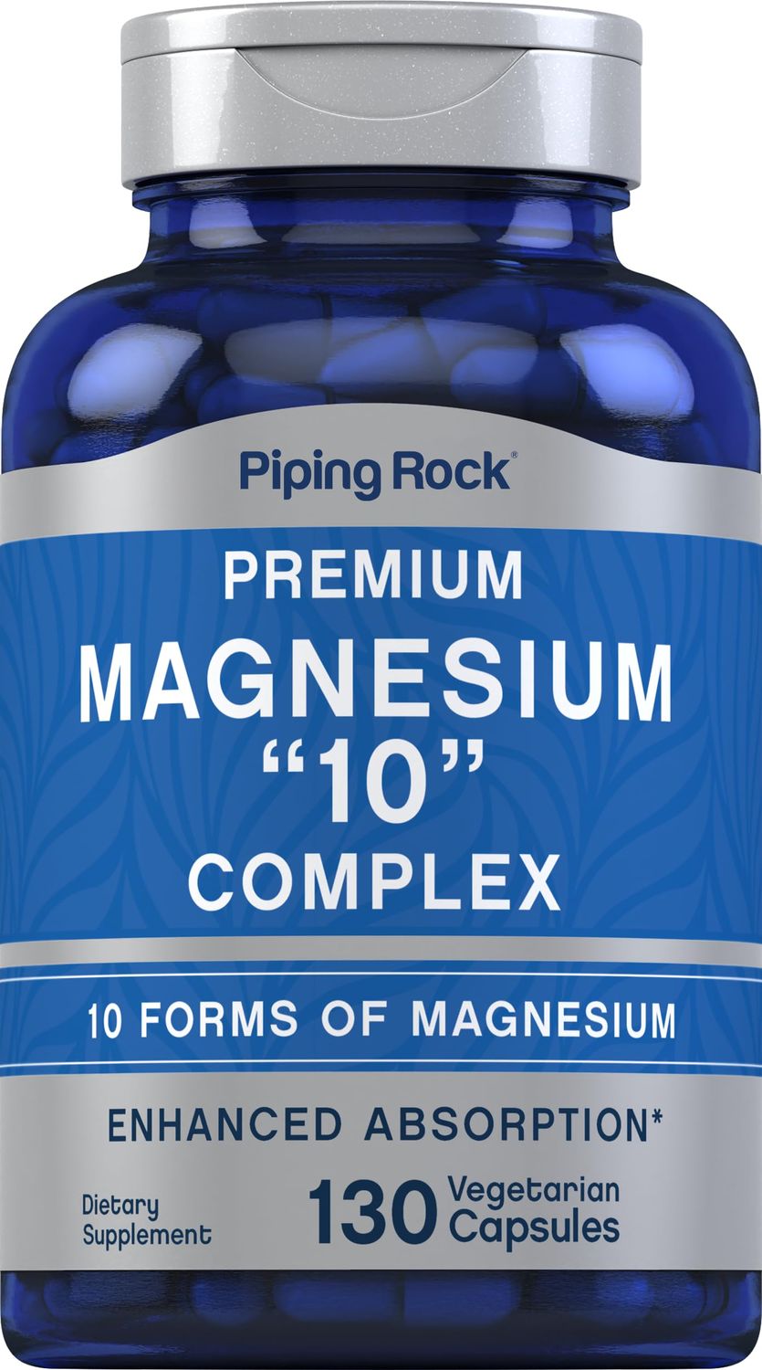 Piping Rock Magnesium 10 in One Complex 130 Capsules Supplement for Men and Women Vegetarian, Non-GMO, Gluten Free