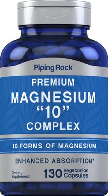 Piping Rock Magnesium 10 in One Complex 130 Capsules Supplement for Men and Women Vegetarian, Non-GMO, Gluten Free