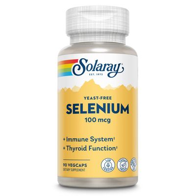 Solaray Yeast Free Selenium 100mcg, Healthy Immune Thyroid Function Support, Enhanced Absorption, 90 Serv, 90 VegCaps