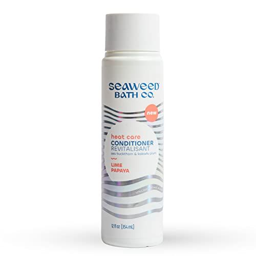 Seaweed Bath Co. Heat Care Conditioner, Lime Papaya Scent, 12 Ounce, Sustainably Harvested Seaweed, Sea Buckthorn, Kakadu Plum, For Heat Damaged Hair