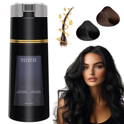 Hair Color Shampoo - Natural Herbal Black Shampoo Hair Dye for Men and Women - Natural Pure Black Tone Hair Color for Gray Hair Coverage - Home Salon 3-in-1 Professional Hair Dye (200ml)