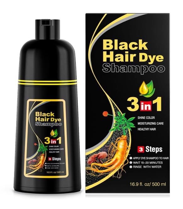 Bosphora Black Hair Dye Shampoo 3 in 1 Hair Color Shampoo for Women Men for Gray Hair Coverage for Instant Herbal Natural Champu Para Canas Mujer