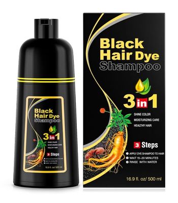 Bosphora Black Hair Dye Shampoo 3 in 1 Hair Color Shampoo for Women Men for Gray Hair Coverage for Instant Herbal Natural Champu Para Canas Mujer