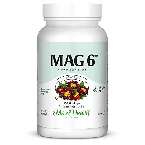 Maxi Health MAG 6 - Magnesium (as Oxide, Glycinate) with Vitamin B6 - Migraine, Muscle Cramps, Kidney Stone Support - Magnesium Supplement for Women Men - 120 Capsules - Kosher