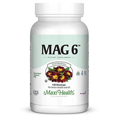 Maxi Health MAG 6 - Magnesium (as Oxide, Glycinate) with Vitamin B6 - Migraine, Muscle Cramps, Kidney Stone Support - Magnesium Supplement for Women Men - 120 Capsules - Kosher