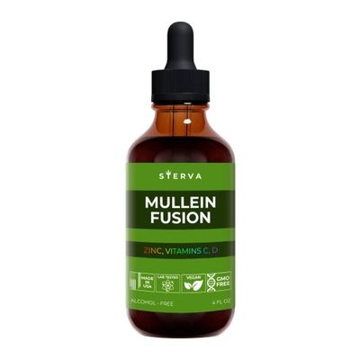 STERVA Mullein Fusion - Zinc, Vitamin C, D Liquid Supplement - Mullein Tincture - Respiratory Health - Immune Support - Lung Health - Detox Support - Drops - (4 Fl Oz)