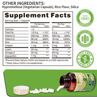 SUWENY Lutein Eye Vitamins Supplement for Adults - 90 Capsules, Supports Eye Health with Zeaxanthin, Zinc, Vitamins C E, Vegan Formula for Blue Light Protection Macular Support (1)
