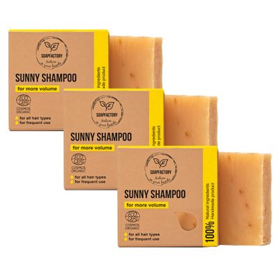 SoapFactory Organic Solid Shampoo Bar with Lemongrass, Adds Volume, Hair Soap for Men and Women, 100 Natural, Vegan, Handmade, Plastic Free, 3 Ounce (Pack of 3)