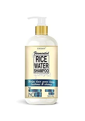 Unisaif Rice Water Shampoo for Curly Frizzy Hair - Natural Organic with Coconut Oil, Soy Protein, Nourishing Ingredients for All Hair Types, Unisex, Adults (300 ml)