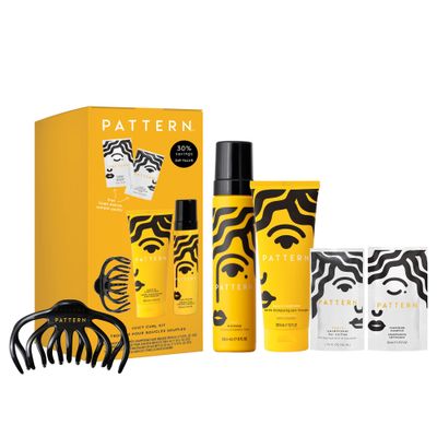 PATTERN Beauty By Tracee Ellis Ross Juicy Curl Kit in cludes full size Curl Mousse, Leave-In Conditioner, our Hair Clip. Enjoy 2 free packettes of the Cleansing Shampoo Heavy Conditioner