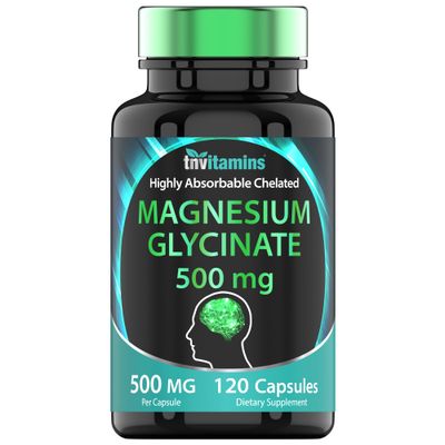 Magnesium Glycinate 500mg Per Capsule - 120 Count 4 Month Supply! Pure Chelated Magnesium Supplement for Sleep, Calm, Nerve, Joint, Bone Support AKA Magnesium Bisgycinate Non-GMO