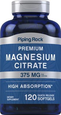 Piping Rock Magnesium Citrate 375 mg 120 Softgels High Absorption Non-GMO, Gluten Free Supplement