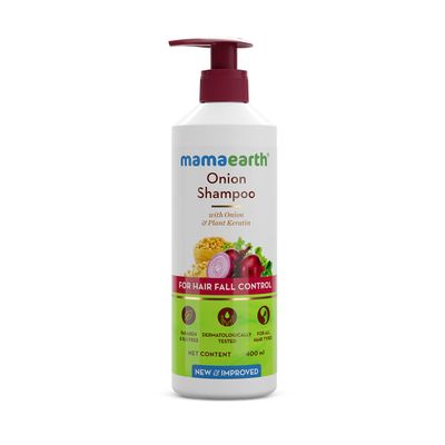 Mamaearth Onion Shampoo for Hair Growth Loss Control Moisturizing Gentle Scalp Cleanser with Plant Keratin SLS Paraben Free 13.53 Fl Oz (400ml)