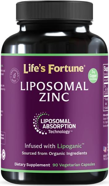Liposomal Zinc Supplement 50mg with Copper, Immune Support, Metabolism, and Skin Health High Potency Pure Zinc Citrate Vitamins for Adults Powerful Herbal Antioxidant 90 Capsules