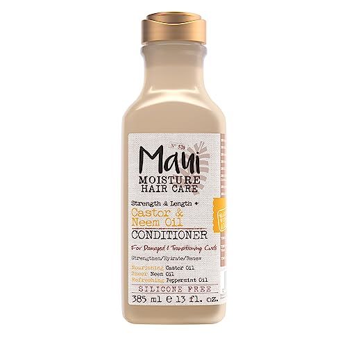 Maui Moisture Strength Length Castor Neem Oil Conditioner, Curly Hair Product for Dry, Damaged Hair, 13 Fl Oz