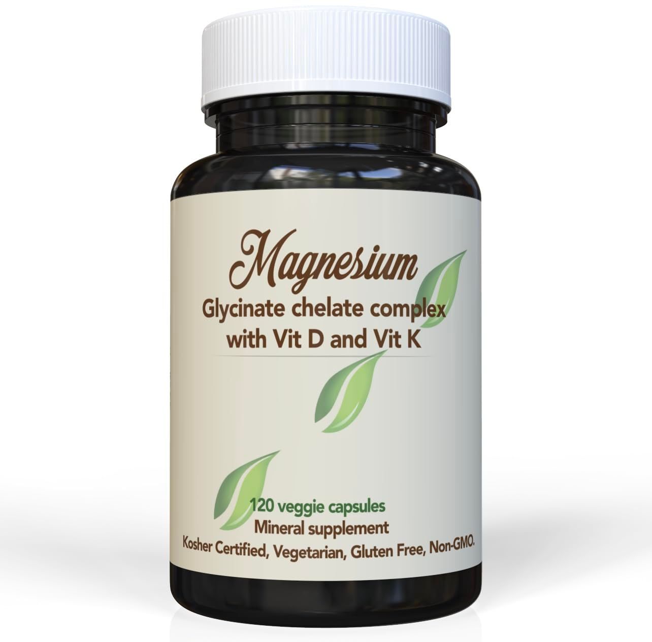 Magnesium Glycinate Chelate 500 mg with Vitamin D, Vitamin K - 120 Vegetarian Capsules (2 Months Supply). Enhanced Bioavailability. Doctor formulated. Made in USA. Non GMO. No Artificial Fillers.