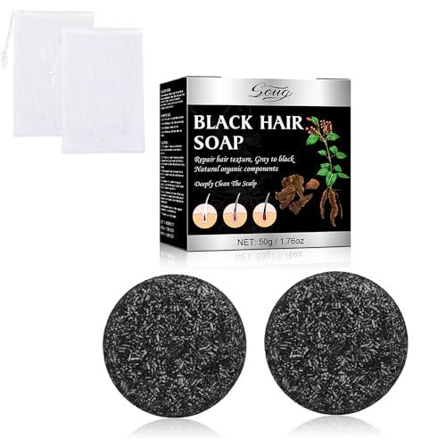Gray Hair Reverse Shampoo Bar for Unisex, 2 PCS Grey Hair Darkening Soap for Deep Clean the Scalp, Grey Hair Shampoo Bar for Men Women