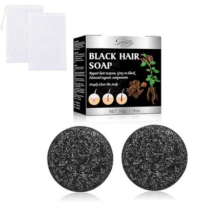 Gray Hair Reverse Shampoo Bar for Unisex, 2 PCS Grey Hair Darkening Soap for Deep Clean the Scalp, Grey Hair Shampoo Bar for Men Women