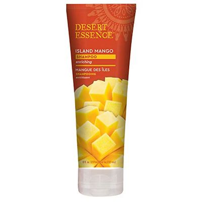 Desert Essence Island Mango Shampoo, 8oz - Rich Repair with Mango Seed Butter, Organic Hemp Oil, Jojoba Shea Butter - Vegan, Gluten-Free - Tropical Scent