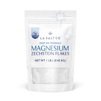 LA SALT CO Deep Sea Minerals Magnesium Bath Flakes, Zechstein Inside, Natural Bathing Alternative to Epsom Salt Fast Absorbing Body Foot Bath Soak for Relaxation Muscle Relief 1 LB