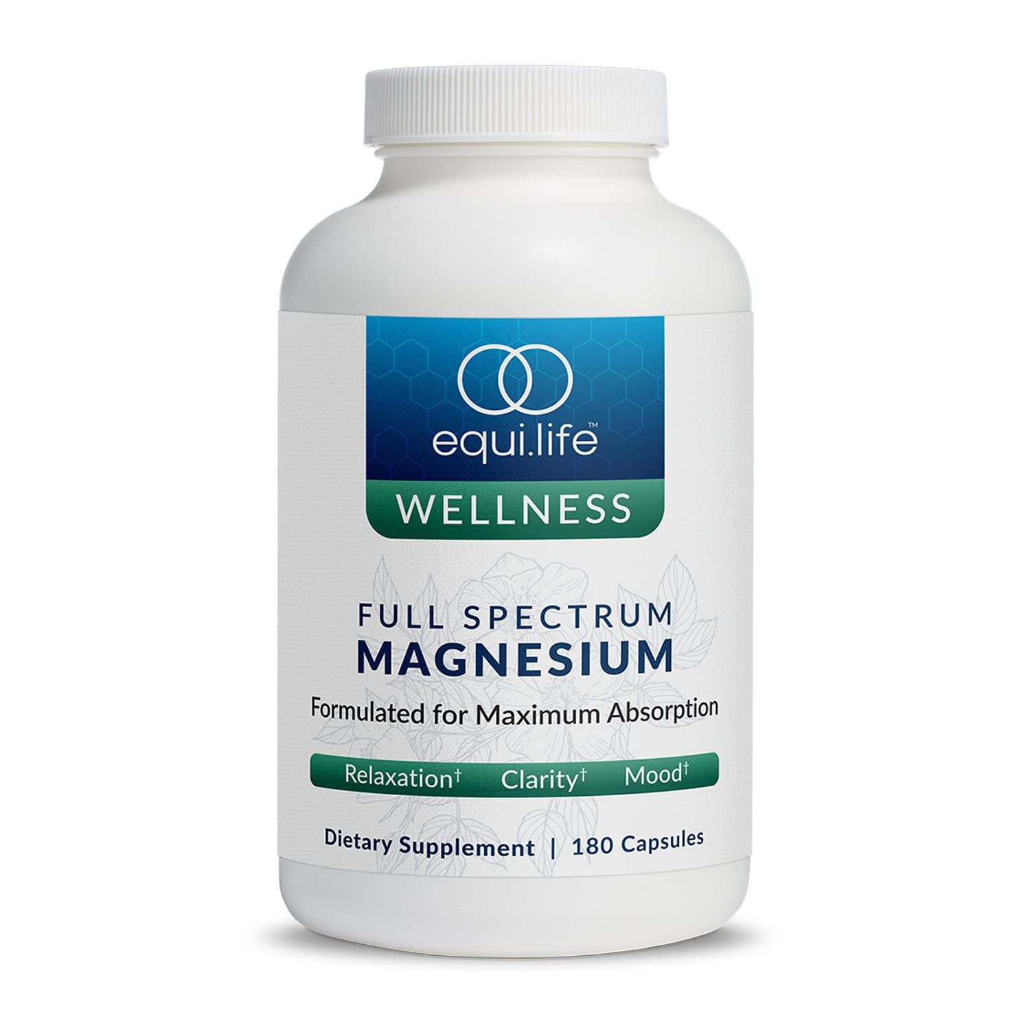EquiLife - Full Spectrum Magnesium Supplement, Magnesium Glycinate, May Help Boost Mood Energy, Promotes Restfulness Focus, Formulated for Maximum Absorption, Gluten-Free, Vegan (180 Capsules)