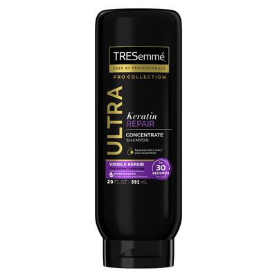TRESemm Ultra Keratin Repair Concentrate Shampoo for Damaged Hair, Visible Repair in 30 Seconds, Fast-Lather Technology and 2X More Washes 20 oz
