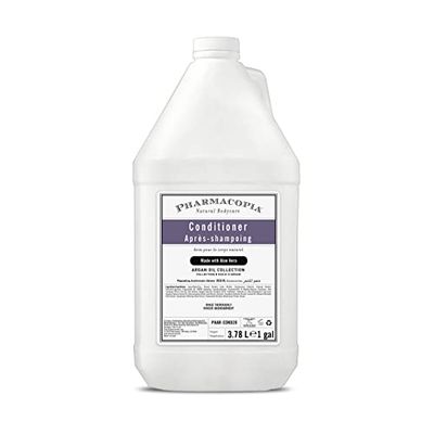 Pharmacopia Hotel Argan Oil Conditioner - Natural Hydrating, Vegan Cruelty-Free Hair Care with Aloe Vera, Olive Leaf Extract and Chamomile for Dry Hair and Detangling, for Men and Women, 128 oz