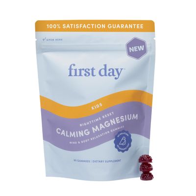 First Day Kids Nighttime Reset Calming Magnesium Gummies - Sleep Aid to Support Calm Relaxation - Bedtime Supplement with Magnesium Citrate, Suntheanine No Melatonin - 30-Day Supply