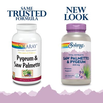 SOLARAY Saw Palmetto and Pygeum - Saw Palmetto for Men and Pygeum Bark - with Zinc, Vitamin B6, Pumpkin Seed and Amino Acids - Prostate Supplements for Men wBeta Sitosterol, 60 Servings, 240 VegCaps