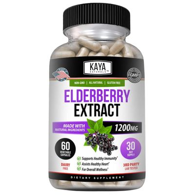 Kaya Naturals Elderberry Immune Support - Elderberry with Zinc and Vitamin C for Adults Vitamins, Probiotics Turmeric 1200mg Immune System Booster Capsules - 60 Count