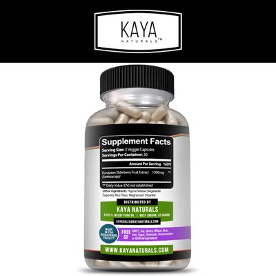 Kaya Naturals Elderberry Immune Support - Elderberry with Zinc and Vitamin C for Adults Vitamins, Probiotics Turmeric 1200mg Immune System Booster Capsules - 60 Count