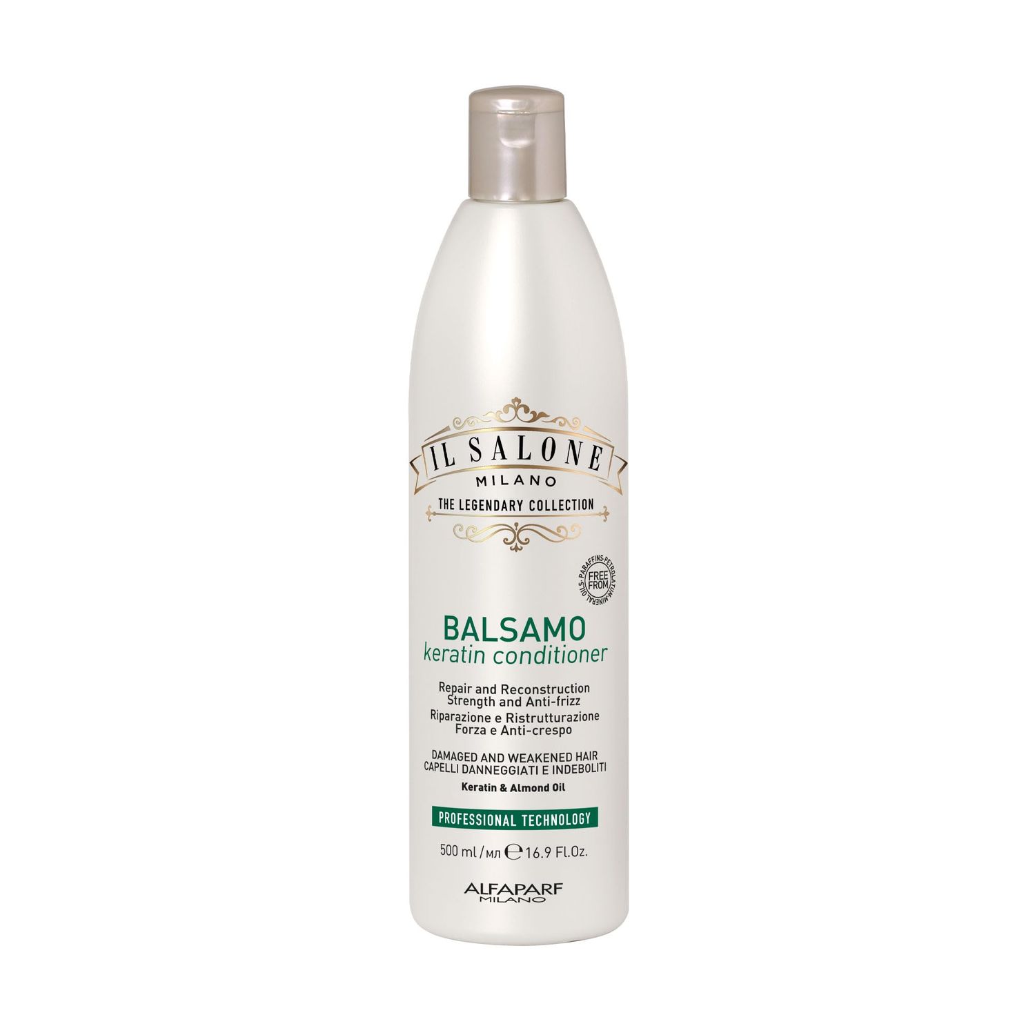 Il Salone Milano Professional Keratin Conditioner for Damaged Hair - Hair Repair - Damaged Hair Treatment - Frizz Control - Smoothing - Hair Straightening and Reconstruction (16.9 oz 500 ml)