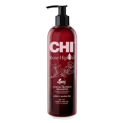 CHI Rosehip Oil Protecting Shampoo, Gently Cleanses Color-Treated Hair Helps Retain Color, Sulfate, Paraben, Cruelty-Free, 11.5 Oz