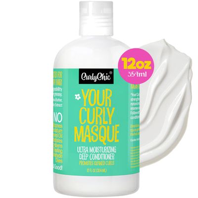 CurlyChic Your Curly Masque - Ultra Moisturizing Deep Conditioner for Curly, Kinky, Coily Wavy Hair - Frizz-Free, Natural Ingredients, Sulfate Paraben Free, Infused with Shea Butter Babasu Butter