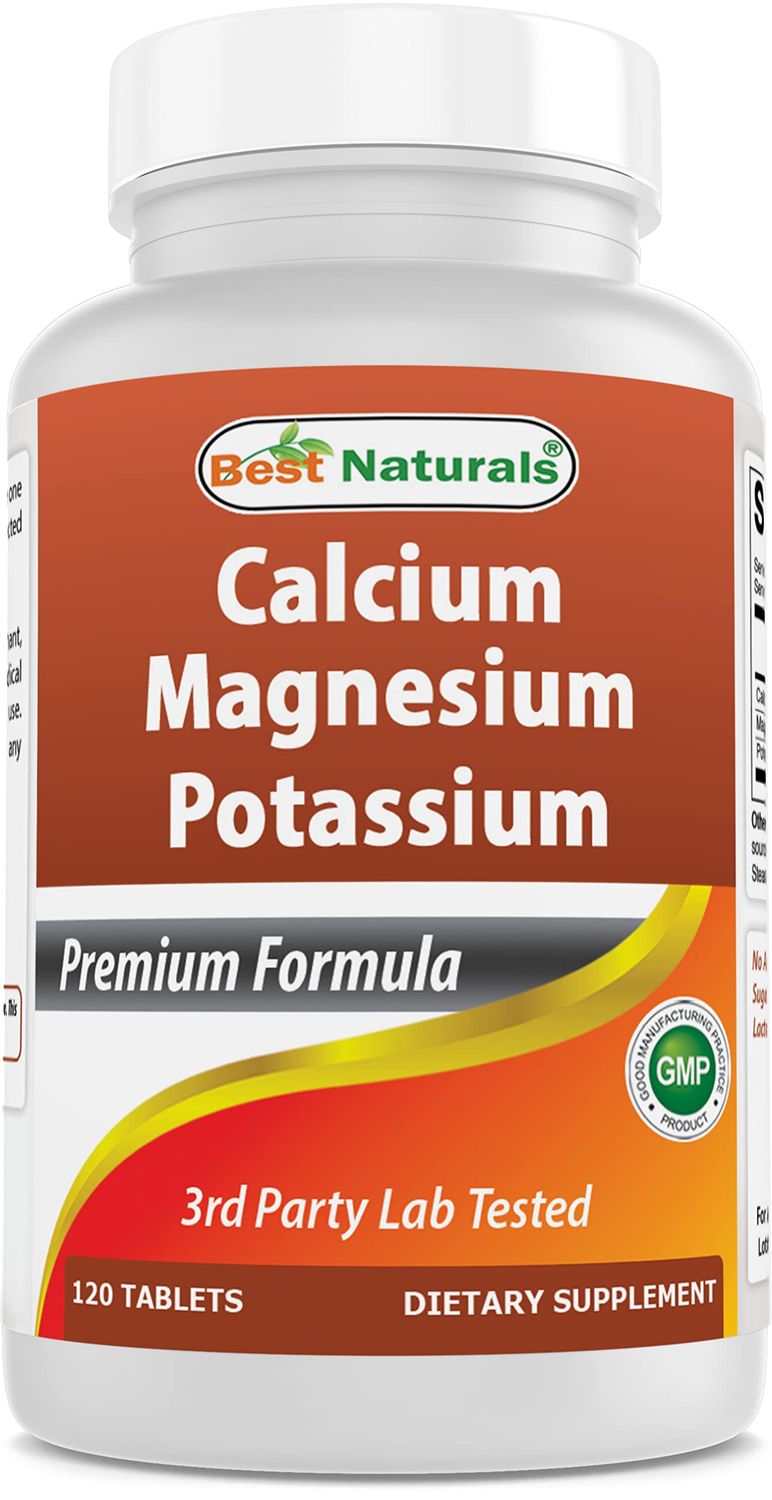 Best Naturals Calcium Magnesium Potassium - 120 Tablets - Non-GMO Gluten Free