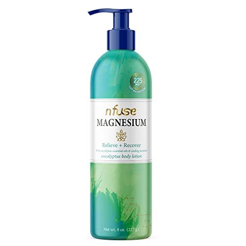 nfuse Magnesium Lotion 100 Pure Magnesium Chloride USP Grade Calming Magnesium with Eucalyptus Essential Oils and Menthol (8 oz)